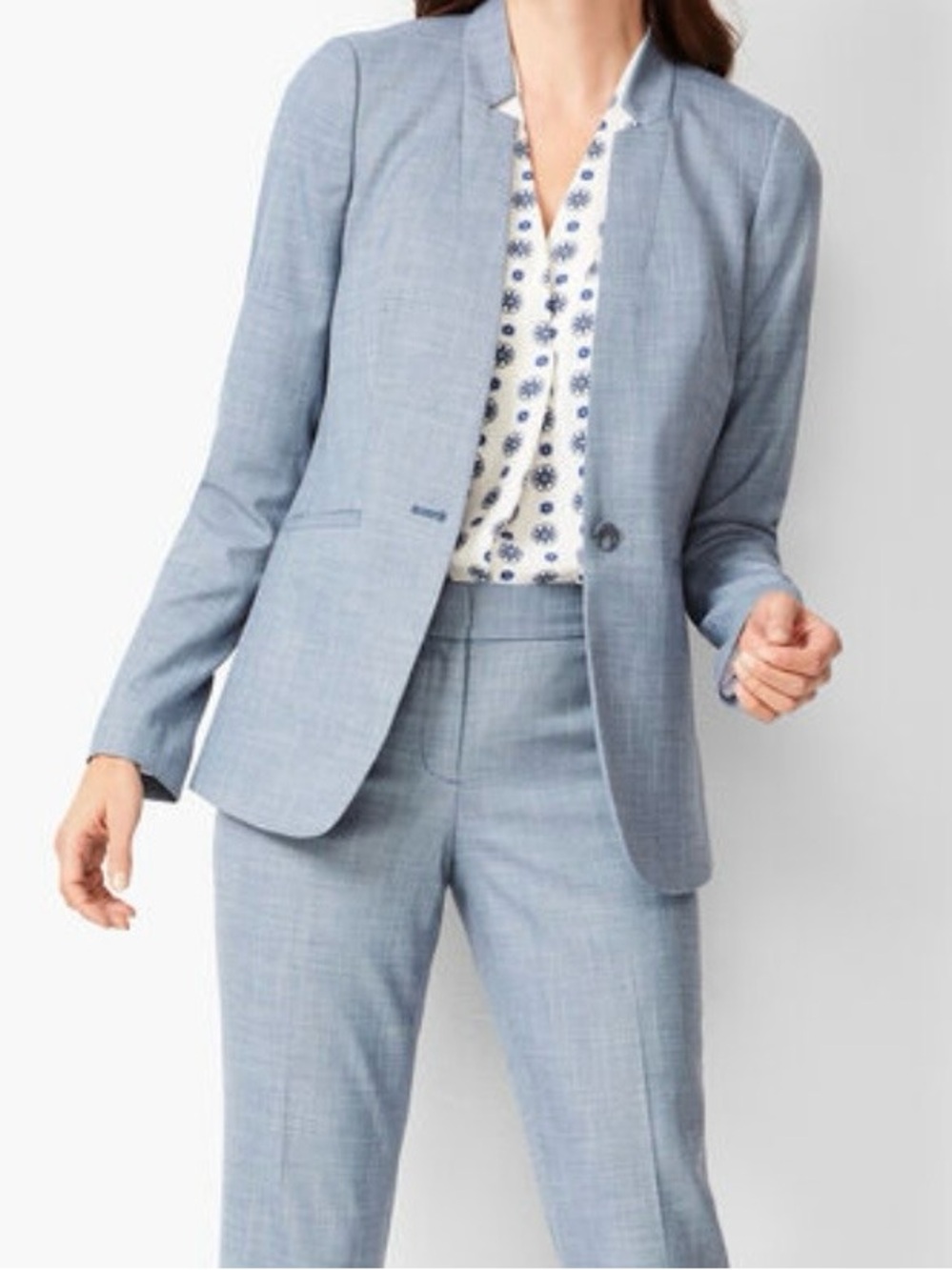 Talbots TAILORED SHARKSKIN ONE-BUTTON BLAZER Women's size 4 Excellent Condition